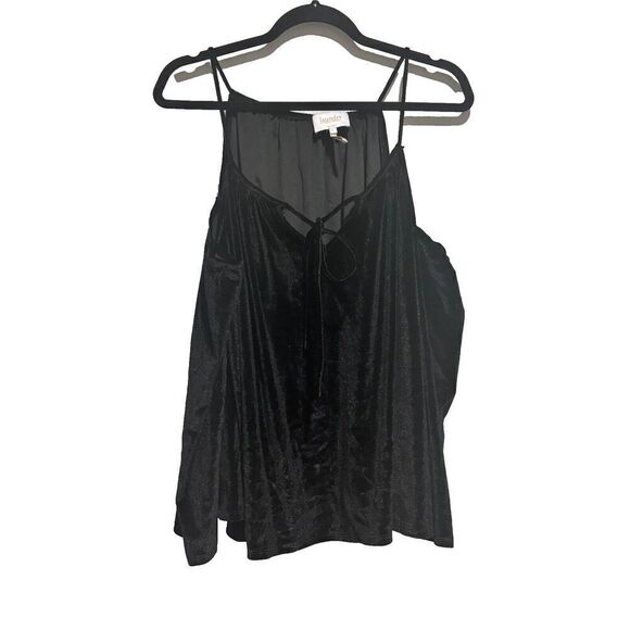 NWT Laundry Shelli Segal Cropped Tent Blouse Top Black Larg Cold Shoulder Velvet - Picture 2 of 10